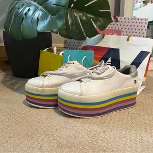 Rainbow platform tennis shoes!
